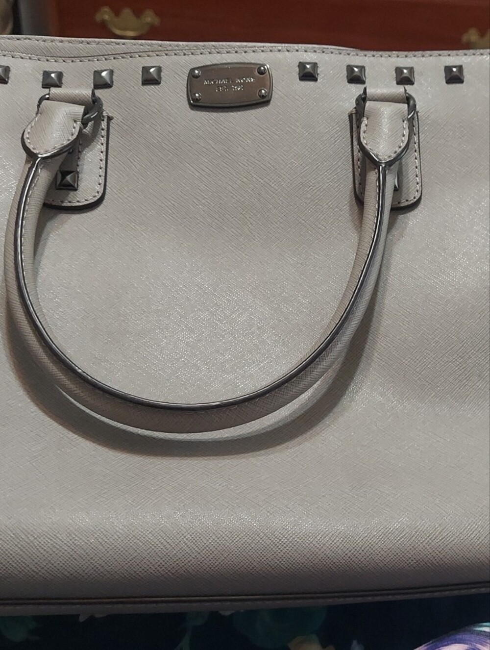 Michael Kors Studded Tote Bag in Light Gray